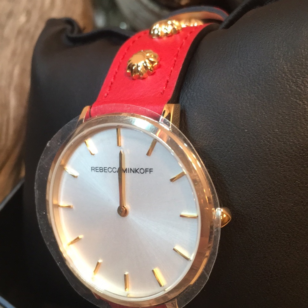 ♥️ RebeccaMinkoff®Urban Goldplated & Leather Watch